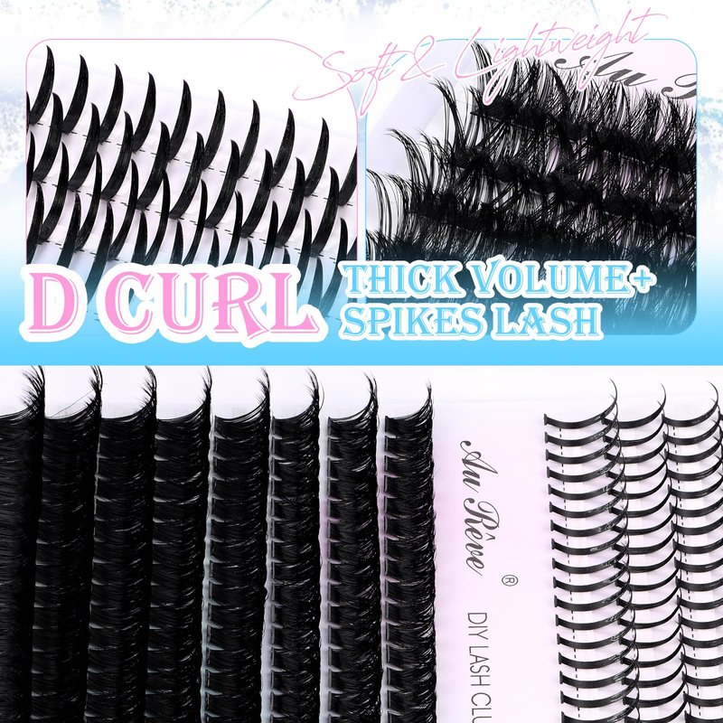 Lash Clusters Spikes Eyelash Clusters with Spiky Cluster 14-20mm Fluffy Volume 100D Individual Lashes Lash Extensions Wispy D Curl Manga Natural Cluster Anime Eyelash Extensions