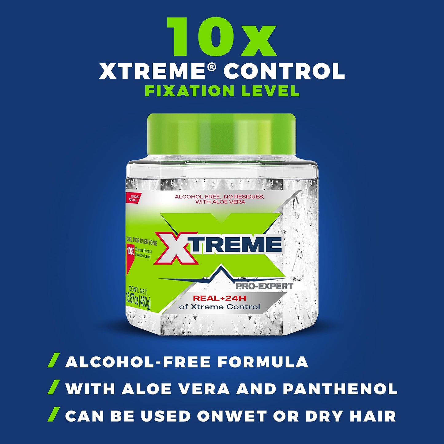 Xtreme Pro-Expert Clear Styling Hair Gel. Alcohol Free, 24-Hours Xtreme Control With Aloe Vera,15.87 Oz jar (Pack of 2)
