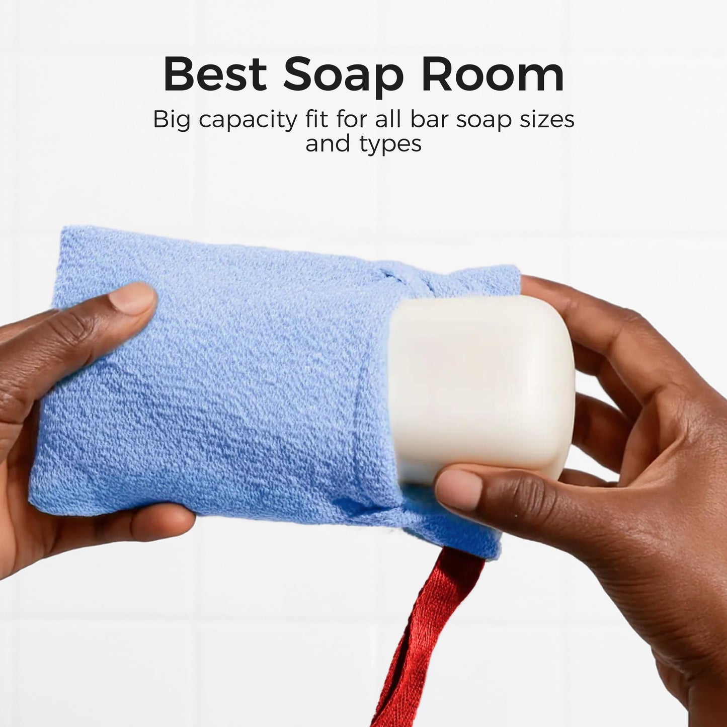 ZOMCHI 2 Pieces Soap Bags for Soap Bars, Exfoliating Soap Saver Pouch for Body Wash, Gentle Exfoliation (Blue)