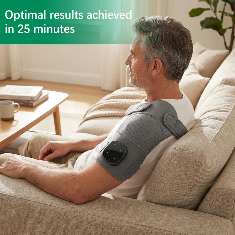 Hewelth Triple Method Shoulder Massager, with Heat Compression & Vibration, Triple Therapy Shoulder Massager for Shoulder Pain Relief and Muscle Relaxation