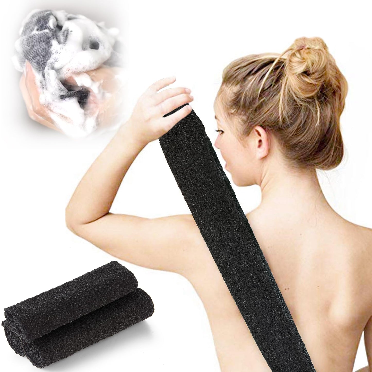 Exfoliating Washcloth, Super Stretchy Exfoliating Body Cloth, Exfoliating Cloth, 3 PCS, Black