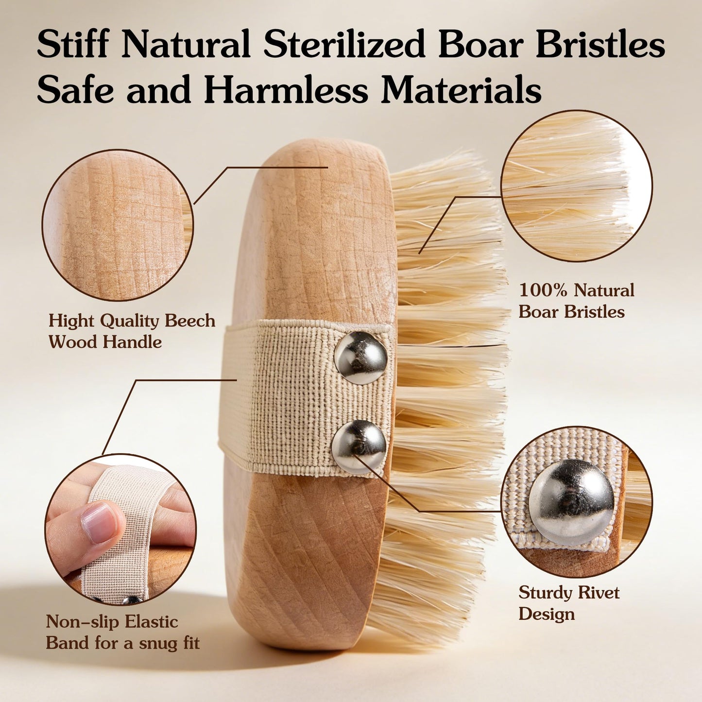 BlueForest Era Round Dry Brushing Body Brush with Natural Boar Bristles for Cellulite Remover, Helps Lymphatic Drainage, Improve Circulation Exfoliation for Soft Skin, Body Scrub Deep Cleanse