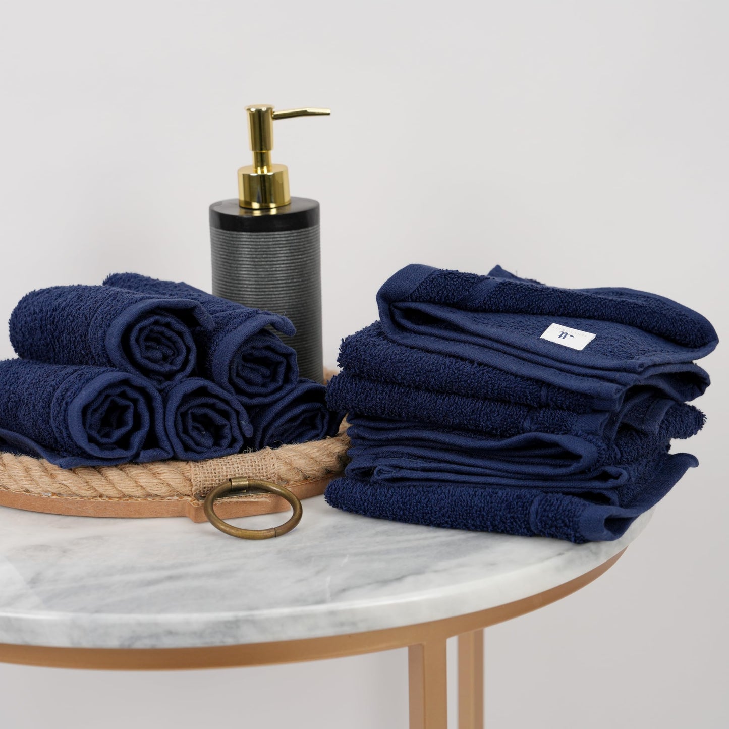 Tens Towels Pack of 24 Washcloths, 12 x 12 Inches, Lighter Weight, Quick to Dry, Super Soft & Absorbent, Gentle Face Towels, Hotel Quality, Perfect for Bathroom, Gym, Spa (Navy, 24 Pack)