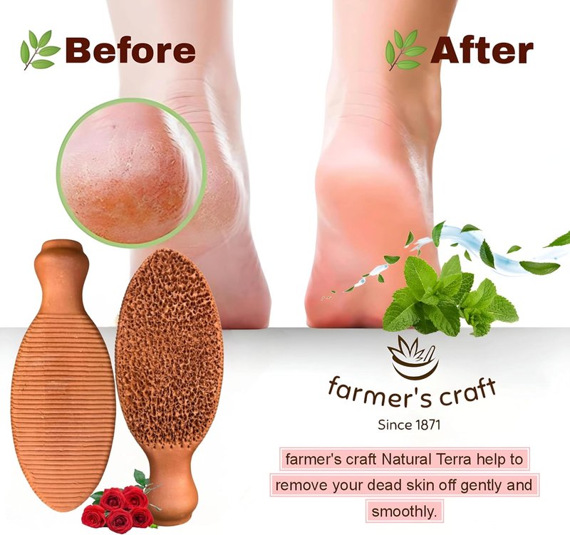 Natural Terra Cotta Pumice Stone - Long-Lasting Callus Remover & Foot Scrubber | Organic Cocoa Infused, 7+ Years Use