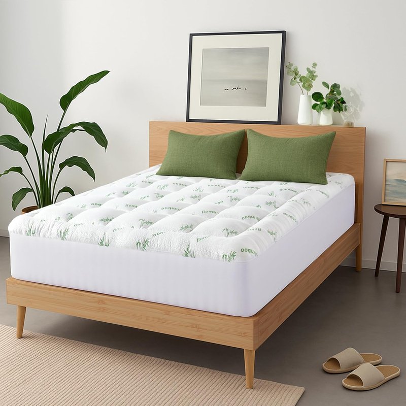 Niagara Sleep Solution Ultra Soft King Size Mattress Topper - Bamboo Pillow Top for Back Pain Relief | Naturally Cooling Green