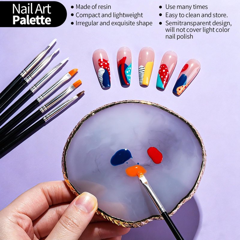 FANDAMEI Nail Design Tools, Nail Art Tools, Nail Brush, Nail Art Kit With Nail Stand, Nail Holder For Painting Nails, Nail Art Brushes, Nail Dotting Tool, Nail Art Palette, Nail Tools For Nail Art