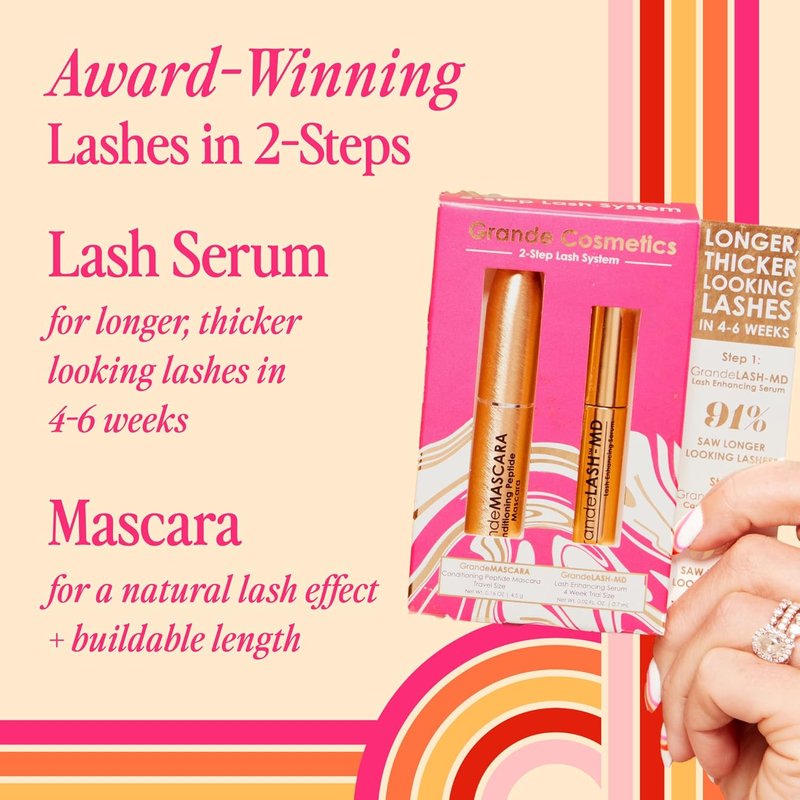Grande Cosmetics Lash & Brow Care System - Multi-Step Enhancer for Longer, Fuller Lashes & Brows