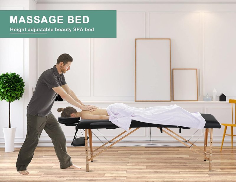 Portable Massage Table - 24-Inch Wide Height Adjustable Spa Bed | 73-Inch Tattoo & Lash Bed with Carry Case & Face Cradle