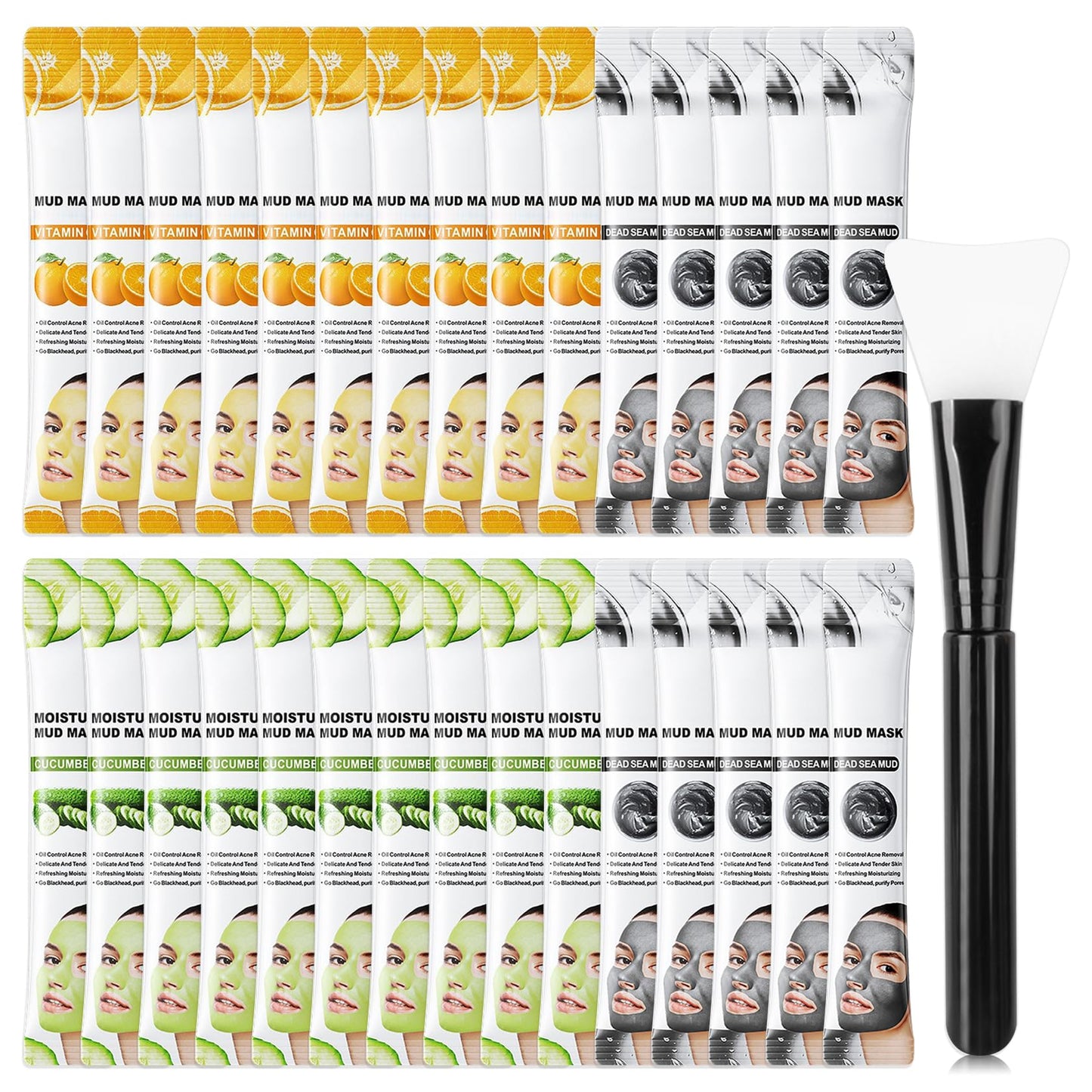 WENJLYJ 30PCS Clay Mask for Face,Vitamin C,Dead Sea Mud,Cucumber Mud Mask Set,Deep Cleansing Blackhead Remover Facial Skin Care Set,Moisturizing Face Masks for Women,Face Masks Gift Set
