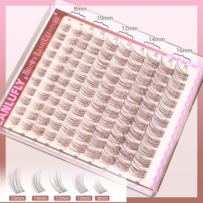 Brown Lash Clusters Natural Eyelash Clusters Invisible Band Brown Lash Extension C Curly Dark Brown Wispy Lash Extension DIY Individual Eyelash Extension by zanlufly