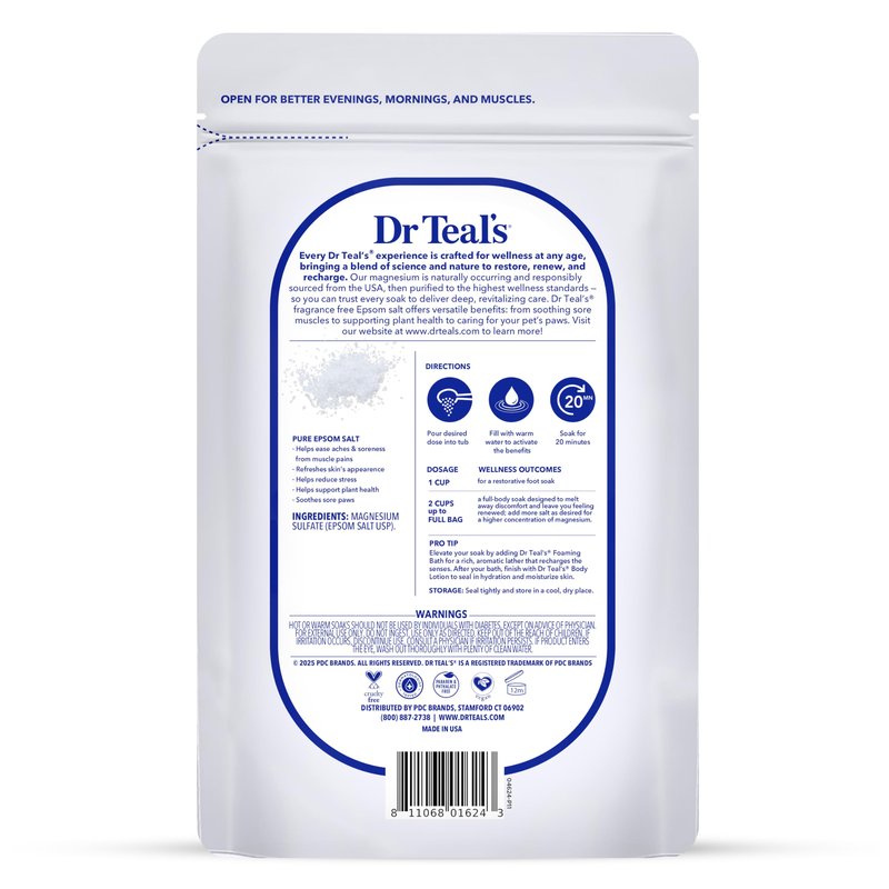 Dr Teal's Epsom Salt Magnesium Soak, Fragrance Free, 4 lbs