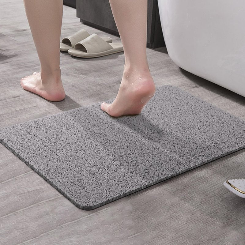 Asvin Soft Textured Bath, Shower, Tub Mat, 24x16 Inch Rectangular, Phthalate Free, Non Slip Comfort Bathtub Mats with Drain, PVC Loofah Bathroom Mat for Wet Areas, Quick Drying, Grey