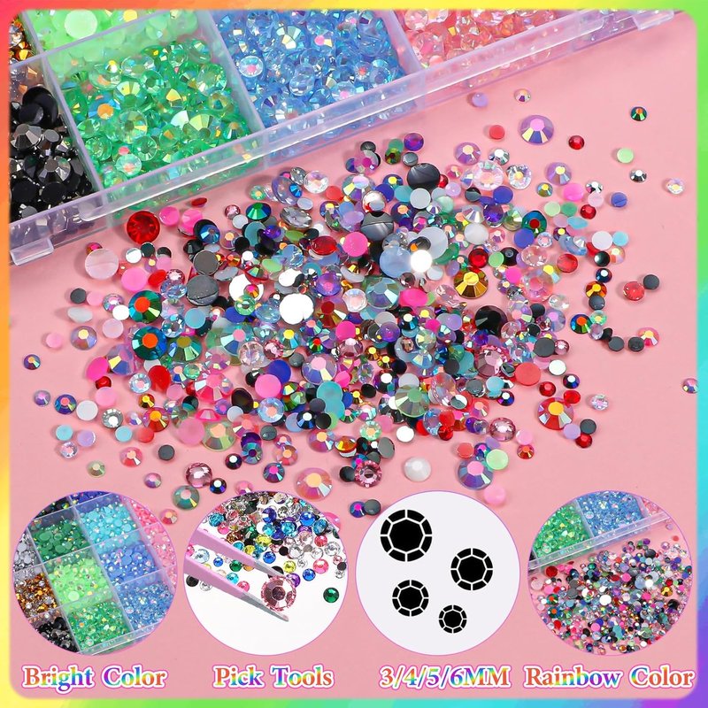 Skiennix Color Rhinestones - 22300 Pcs Jelly Bedazzling Resin Gems for Crafts | Multi-Color Set