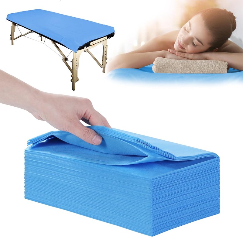 Disposable Bed Sheets for Massage Tables - Waterproof Soft Non-Woven Fabric | 31" x 71" Blue, 50 PCS