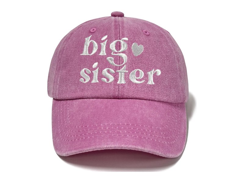 Horpe Big Sis Hat for Girls, Pride Gifts for First Time Sister, Sibling Love Gifts for Kid, Adjustable Cotton Washed Pink Baseball Cap