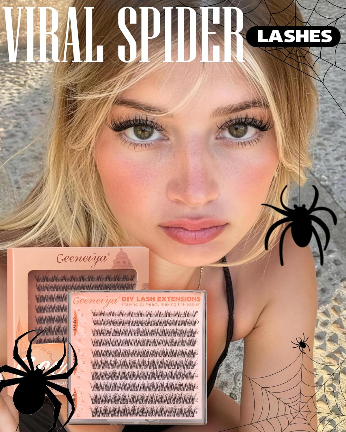 Spider Lash Clusters - Wispy Eyelash Extensions 8-16MM | Natural Fluffy DD Curl for DIY Beginners