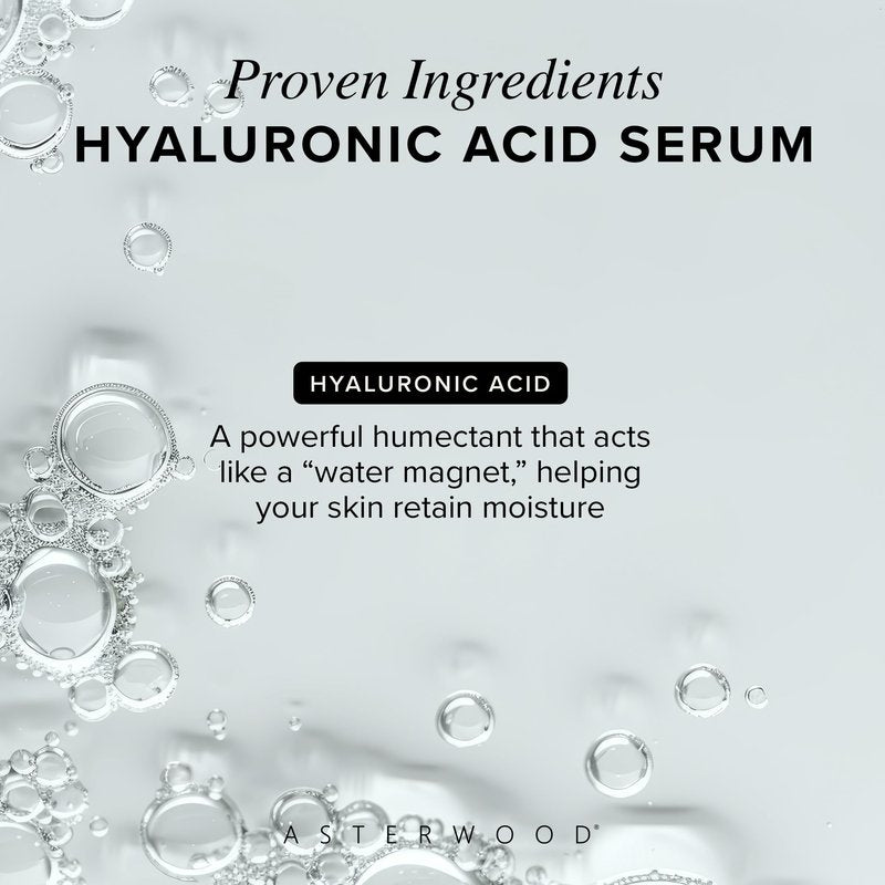 Asterwood Pure Hyaluronic Acid Serum for Face - Plumping, Anti-Aging, Hydrating - Fragrance-Free - 1 Fl Oz