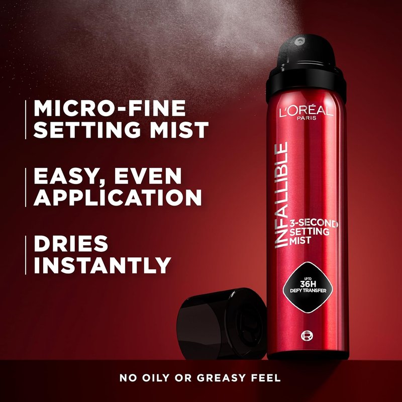 L'Oreal Paris Infallible XL Setting Spray - Microfine Mist for 36HR Wear, Clear, 3.9 Oz