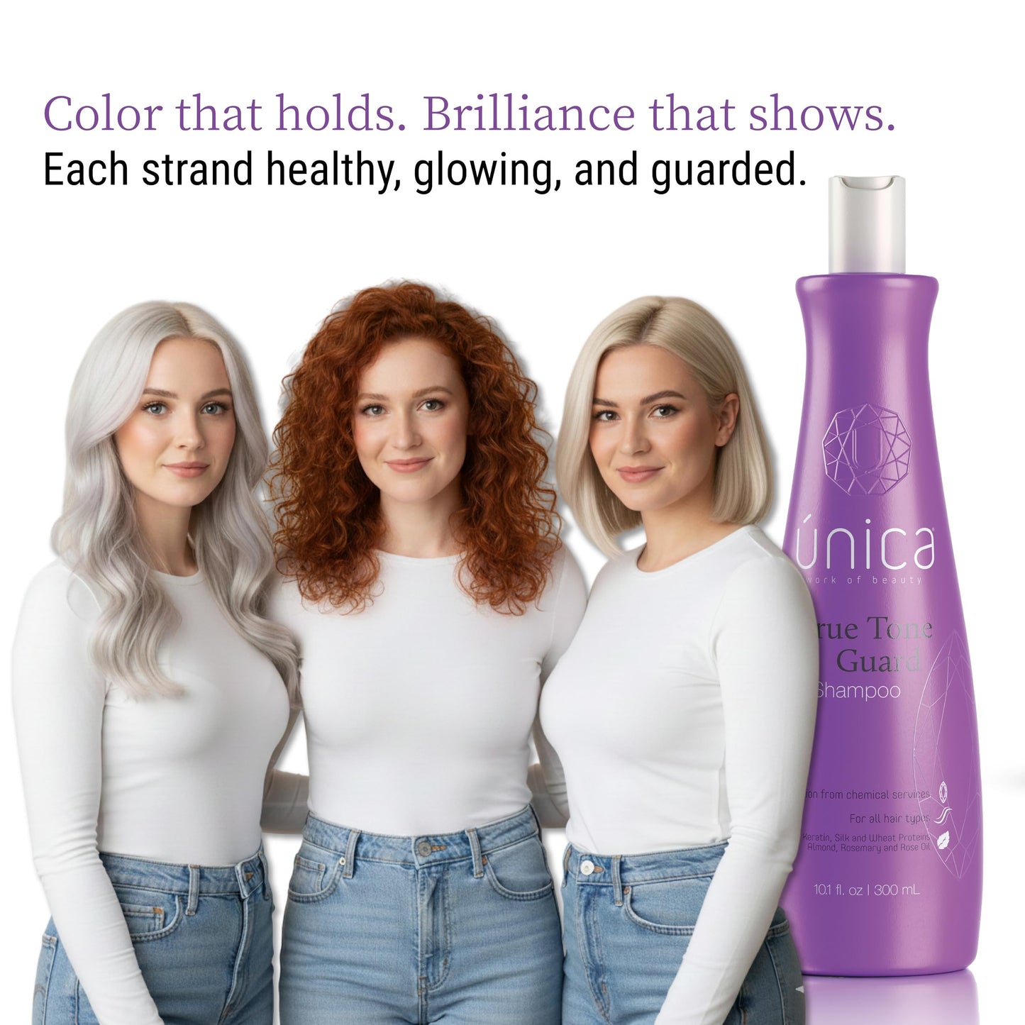 UNICA Work of Beauty True Tone Guard Color-Safe Shampoo – Soy Protein, Lysine & Botanical Extracts for Strength & Shine on Chemically Treated Hair – 10 oz