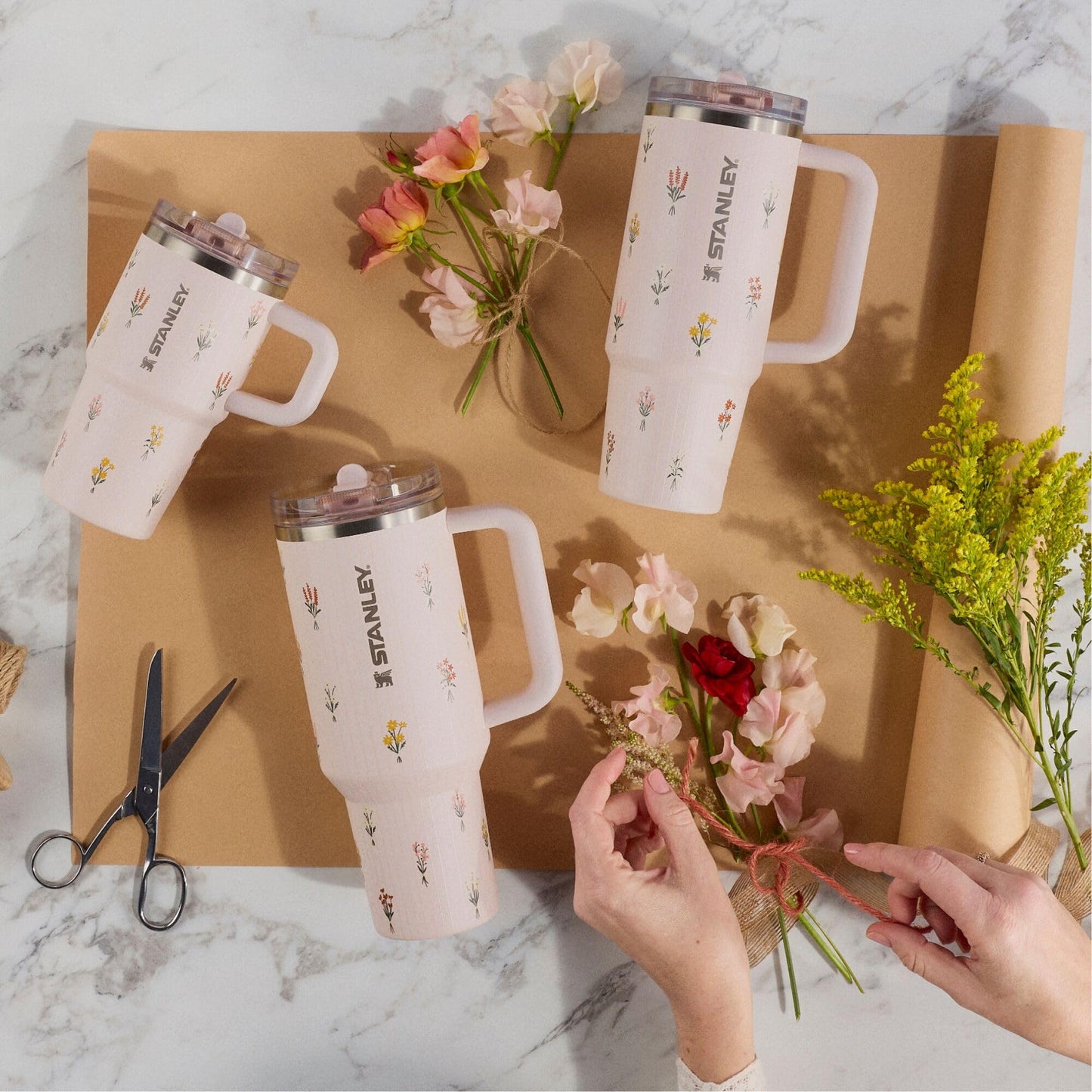 STANLEY Quencher ProTour Flip Straw Tumbler | Leakproof Lid, Straw & Handle | Insulated Stainless Steel | Fits Cup Holders | Perfect Mother’s Day Gift | BPA-Free | 30 oz | Rose Quartz Bouquets