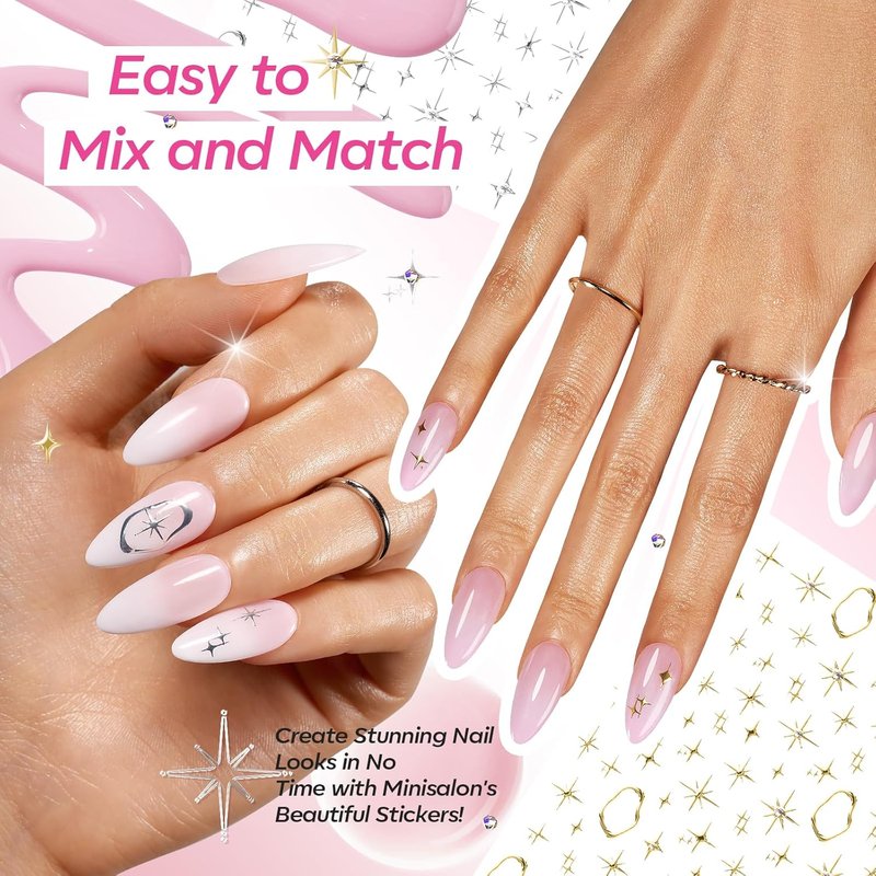 French Manicure Kit - Gel Nail Polish Set with French Tip Stamp & Stickers | 4 Colors: Nude, White, Pink, Sheer