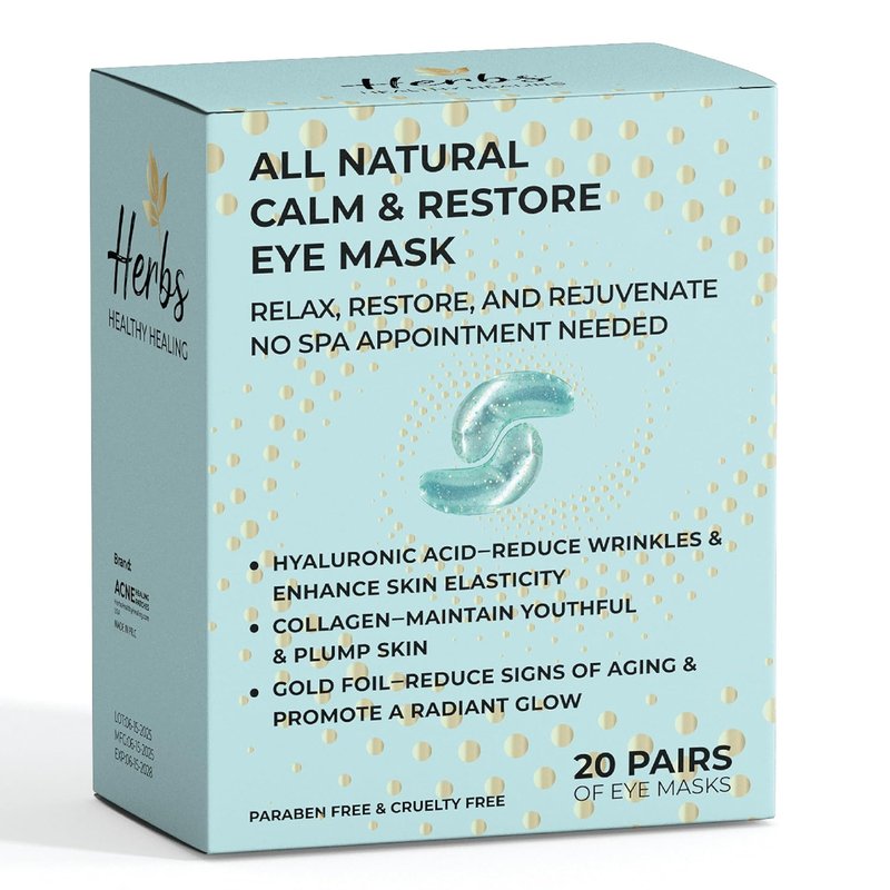 24K Gold Under Eye Masks - Collagen & Hyaluronic Acid Gel Patches for Dark Circles & Puffiness | 20 Pairs