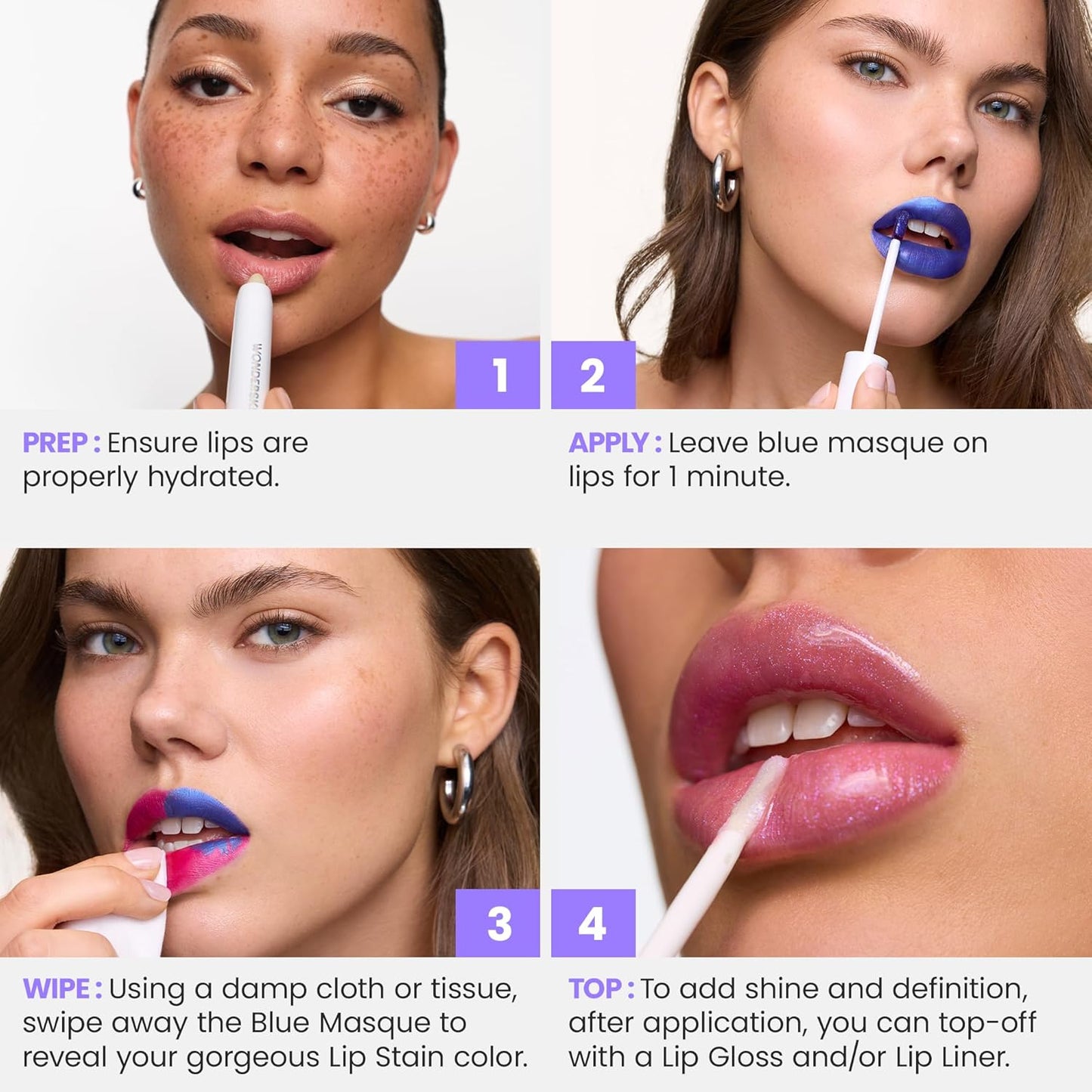 Wonderskin Wonder Blading Lip Stain Peel Off Masque - Long Lasting Waterproof Pink Tint | Matte Finish Neon Rose