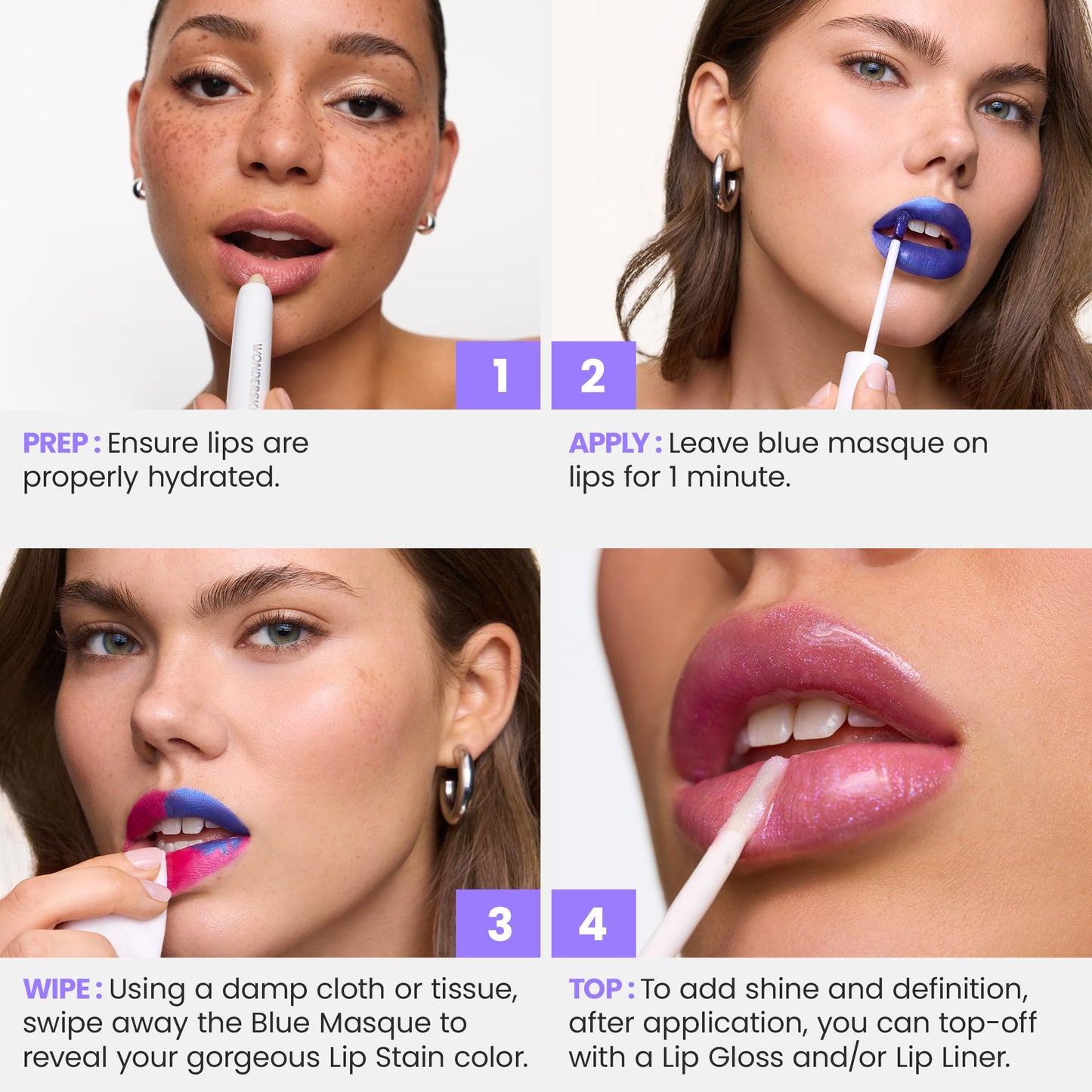 Wonderskin Wonder Blading Lip Stain Peel Off Masque, 2 Pack - Long Lasting, Waterproof and Transfer Proof Matte Nude Lip Tint Stain (Lovely Masque)