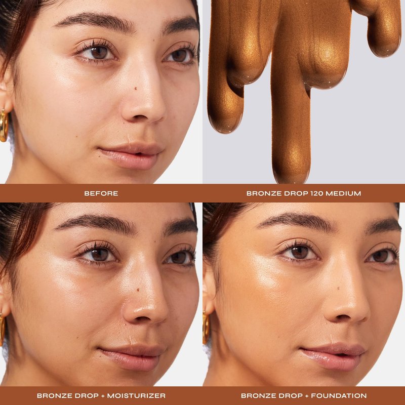 Milani Bronzer- Sun Kiss Bronzing Drops, Conceal + Perfect Liquid Bronzer for Sheer, Weightless Coverage & Hydration enriched with Peptides & Tripeptides - Medium