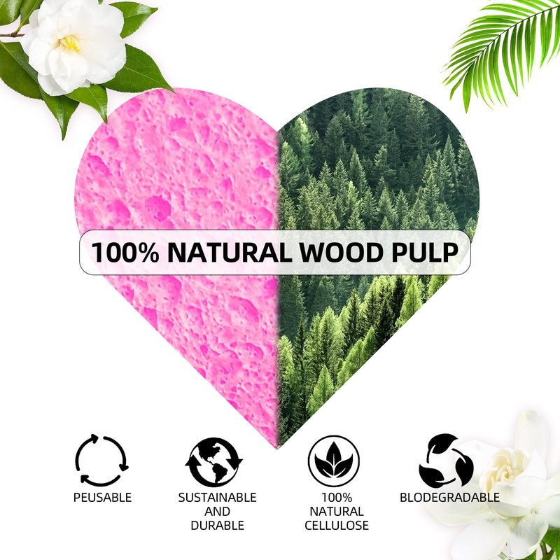 Silkyhose Women 120-Count Compressed Cellulose Heart Shape Face Facial Sponges 100% Natural Cosmetic Sponges for Facial Cleansing Exfoliating Mask Skin Massage (（Pink） 120 Count)