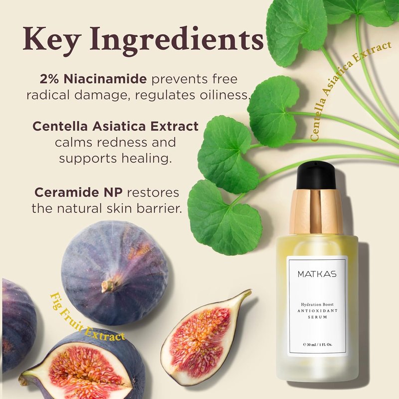 Korean Antioxidant Centella Niacinamide Serum - Hydrating Face Serum with Hyaluronic Acid | 1 Fl. Oz. for Dark Spots & Redness Correction