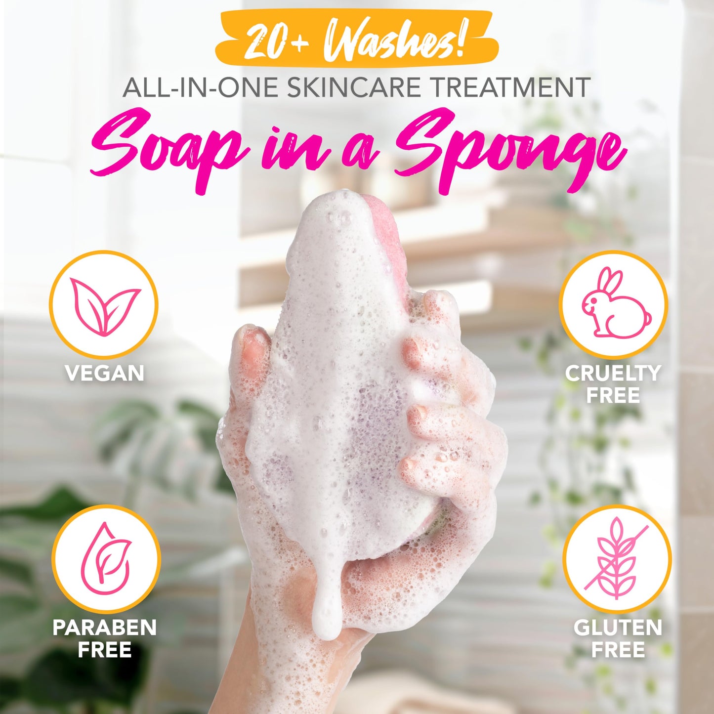 Spongeables Anti Cellulite Body Wash in a 20+ Wash Sponge, Wild Flower, 1 Count