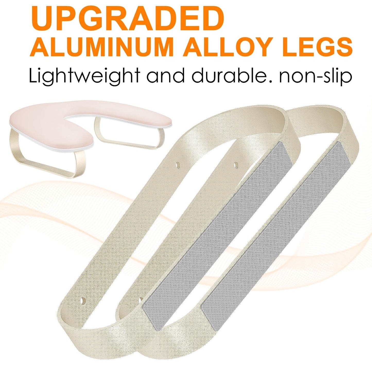 U-Shaped Nail Arm Rest Stand - Upgraded 10° Incline, Pink with Gold Aluminum Alloy Holder | Non-Slip Manicure Support