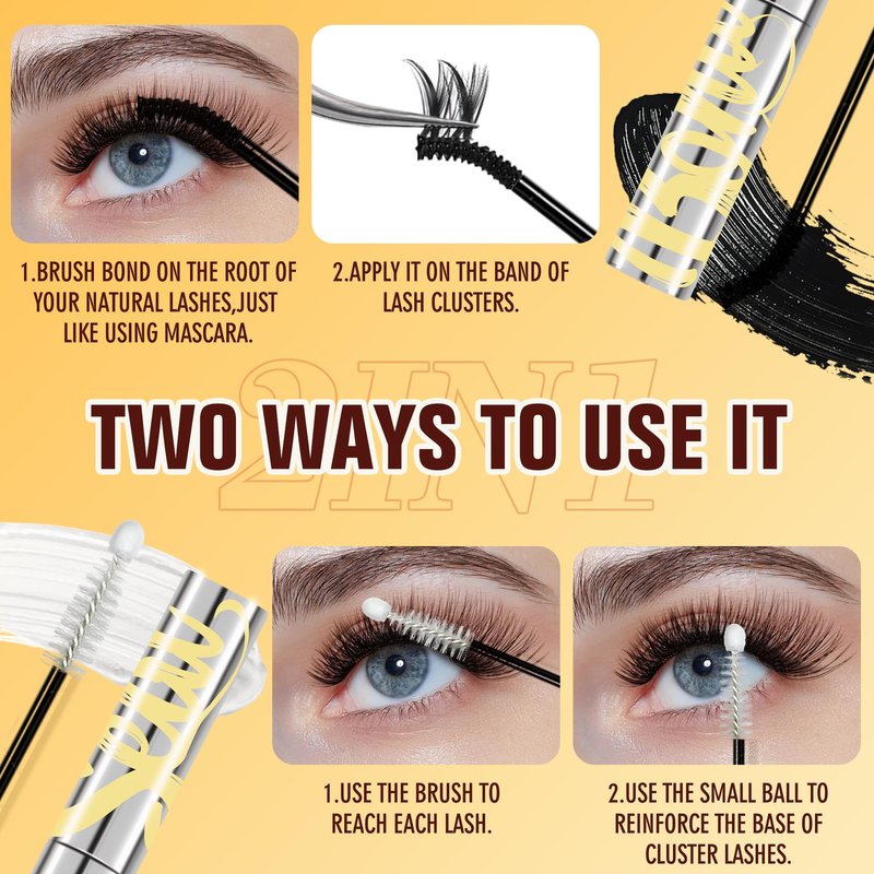 LANKIZ New Hypoallergenic 90H Max Long Lasting Hold Lash Bond and Seal, Sensitive Lash Cluster Glue for Individual Lashes & Clusters, Latex-Free & Non-Irritating Cluster Lash Glue for DIY at Home