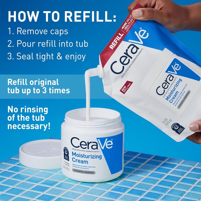 CeraVe Moisturizing Cream - Hydrating Body & Face Moisturizer with Hyaluronic Acid | 16 Ounce Refill