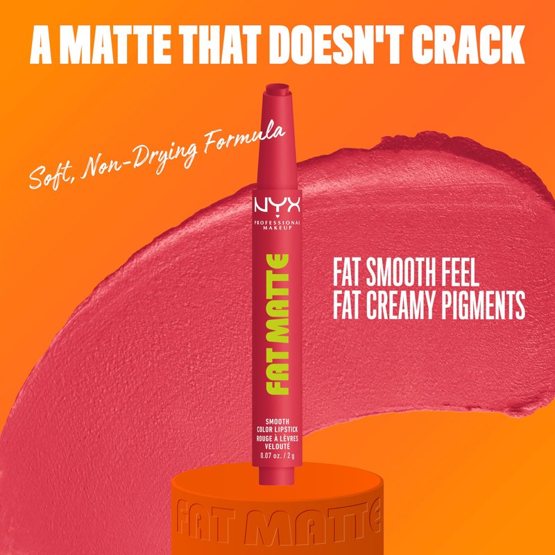 NYX PROFESSIONAL MAKEUP Fat Matte Lipstick, Pigmented, Smoothing, & Non-Drying Lip Crayon, Long Lasting Lip Makeup, Vegan & Cruelty Free - Flamingo Feather (Warm Pink)