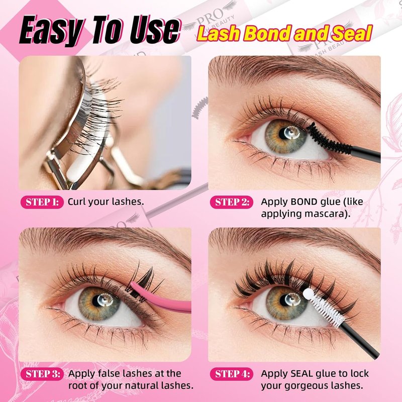 LashBeauty Lash Cluster Glue Kit - Waterproof Bond & Seal with No Residue | Long-Lasting 7 Days