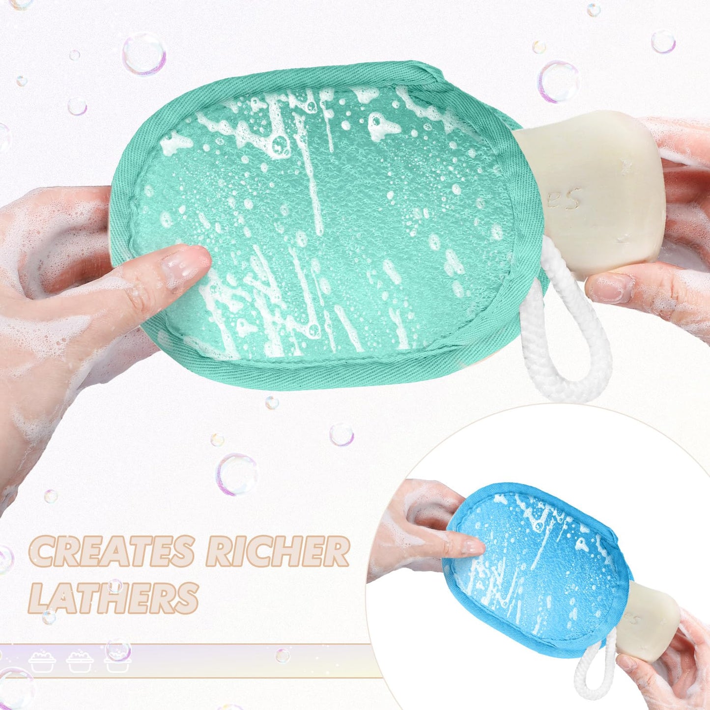 Sunnyray 4 Pcs Bath Body Exfoliating Soap Saver, Exfoliator Scrubber Pouch, Bath Loofah Sponge Body Scrubber Shower Sponge Exfoliating Mesh Pouf for Women and Men Bathing (Bright Color)