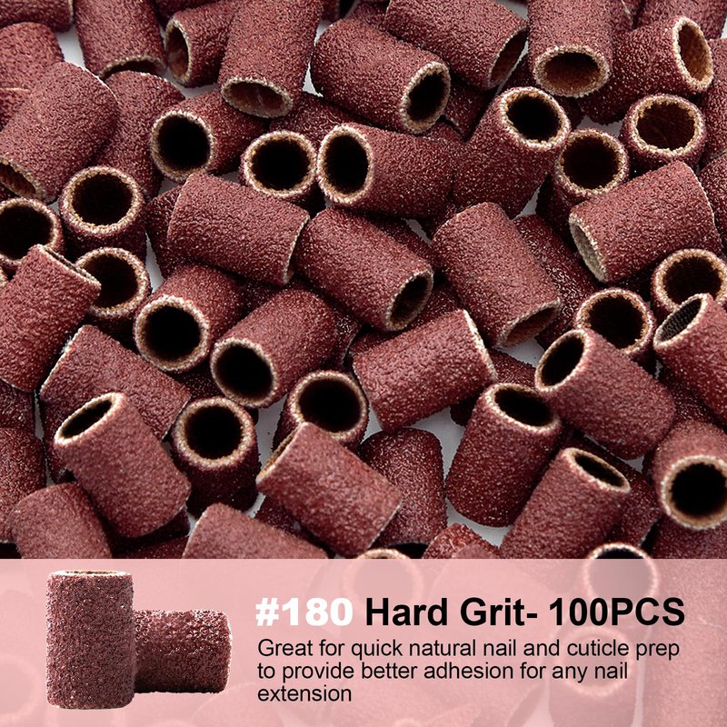 COSLUS Nail Drill Bits Sanding Bands: 101 Pcs Drill Bits for Nails 180 Fine Grit Set Nail File Sanding Bands Professional for Acrylic Nails Dip Powder Gel Manicures and Pedicure