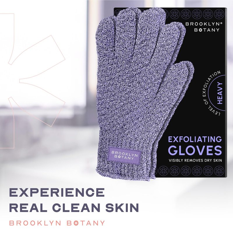 Brooklyn Botany Exfoliating Gloves for Bath and Shower – Heavy Duty Exfoliating Body Scrubber for Massage and Dead Skin Remover for Body – 2 Pairs