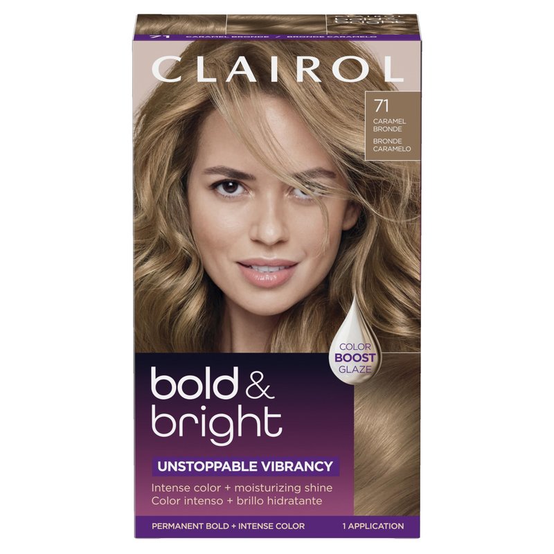 Clairol Bold & Bright Permanent Hair Dye, 71 Caramel Bronde Hair Color | Intense Vibrancy + Moisturizing Shine | Includes Color Boost Glaze to Amplify Color Anytime | Pack of 1