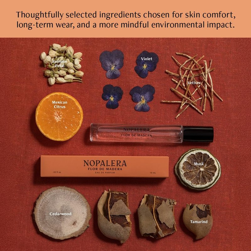 Nopalera Flor de Madera Eau de Parfum Travel Spray - Fresh Floral Woody Perfume with Tamarind & Jasmine | 10ml