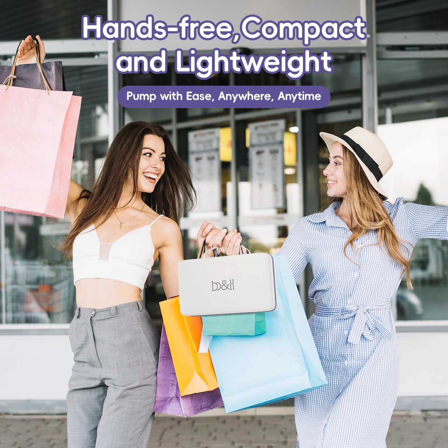 b&h Breast Pump Hands Free with Night Light, S33 Portable Electric Wearable Breastfeeding Pump, 4 Modes & 9 Levels, 27/24/21/19/17mm Flange, Baby Mouth Double-Sealed Flange, Milk Pump for Moms -Purple
