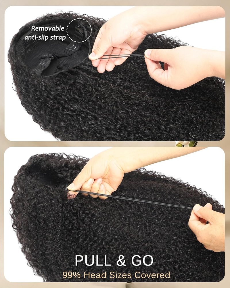 Skiennix Human Hair Half Wig - Kinky Curly 200% Density, 28 Inch, Glueless & Beginner Friendly