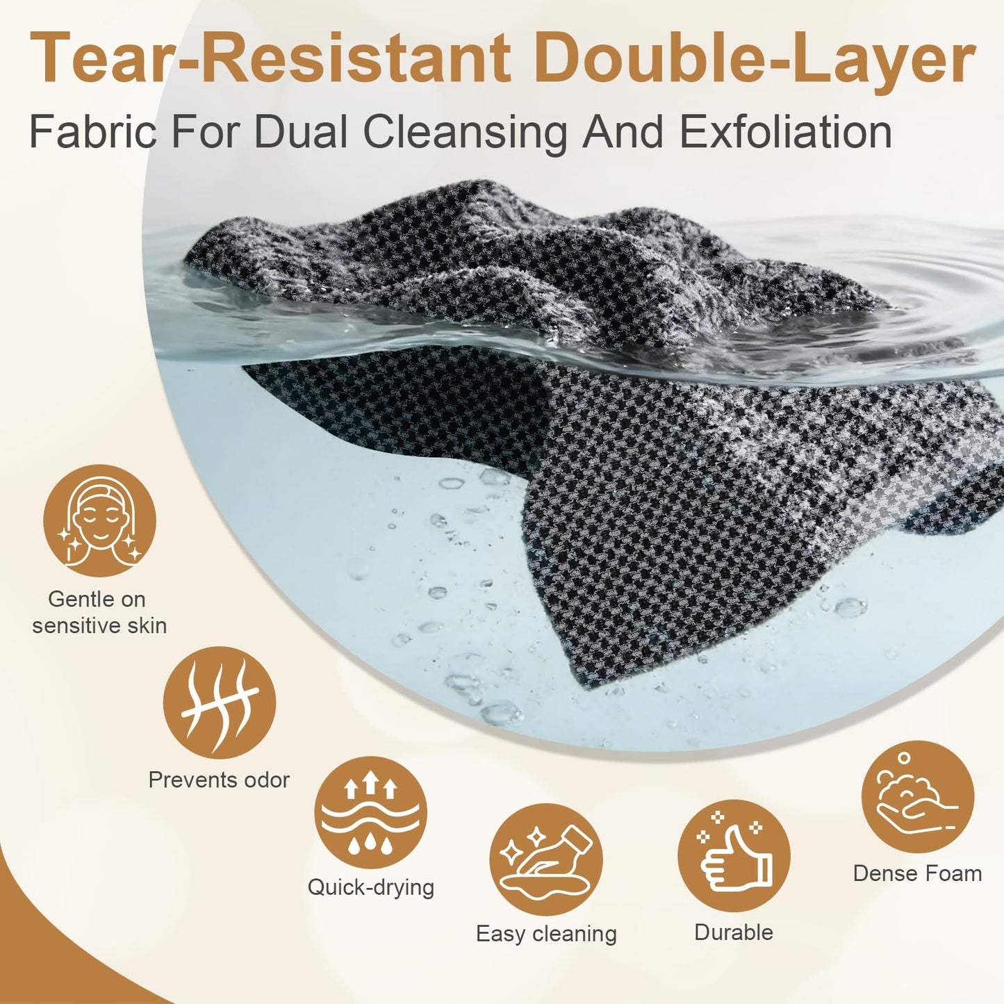 Blissal Exfoliating Shower Towel,Advanced Exfoliating Microfiber Towel,2-in-1 Exfoliation Towels,Premium Scrub Bathroom Towel Set,Body Scrubber with 2 Sides for All Skin Types (Black)
