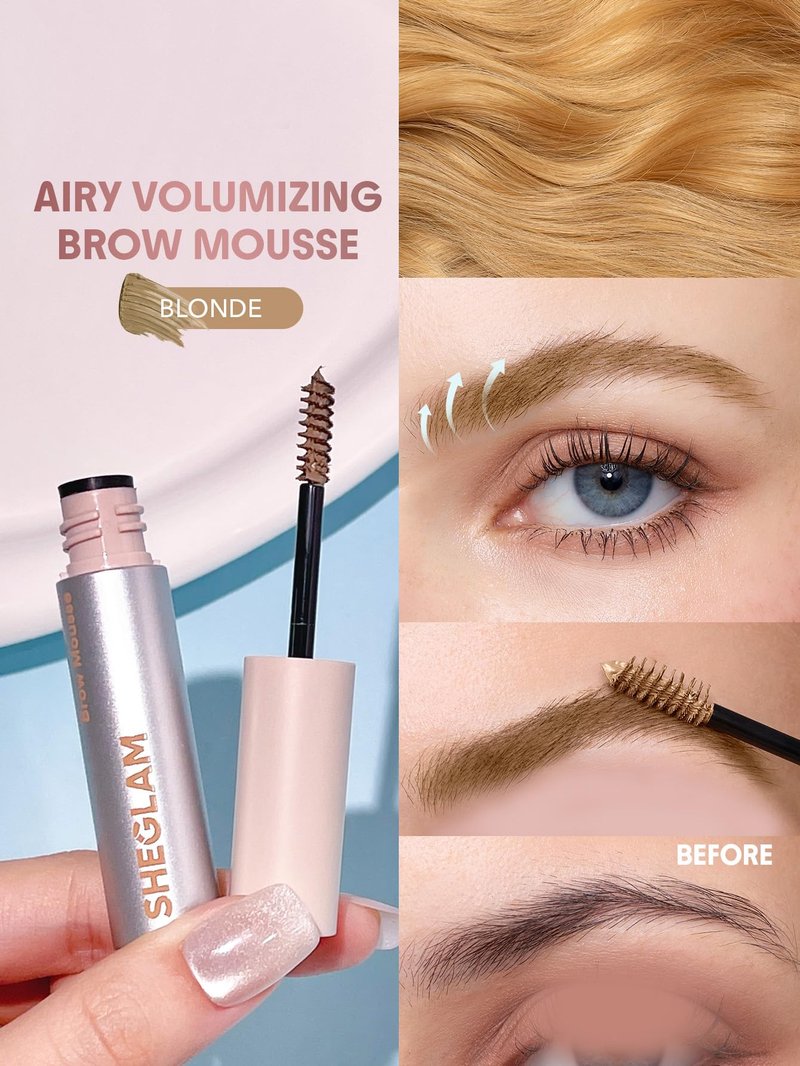 SHEGLAM Airy Tinted Volumizing Brow Mousse Eyebrow Cream Gel Highly Pigmented Shaping Filling Water Removal-Blonde