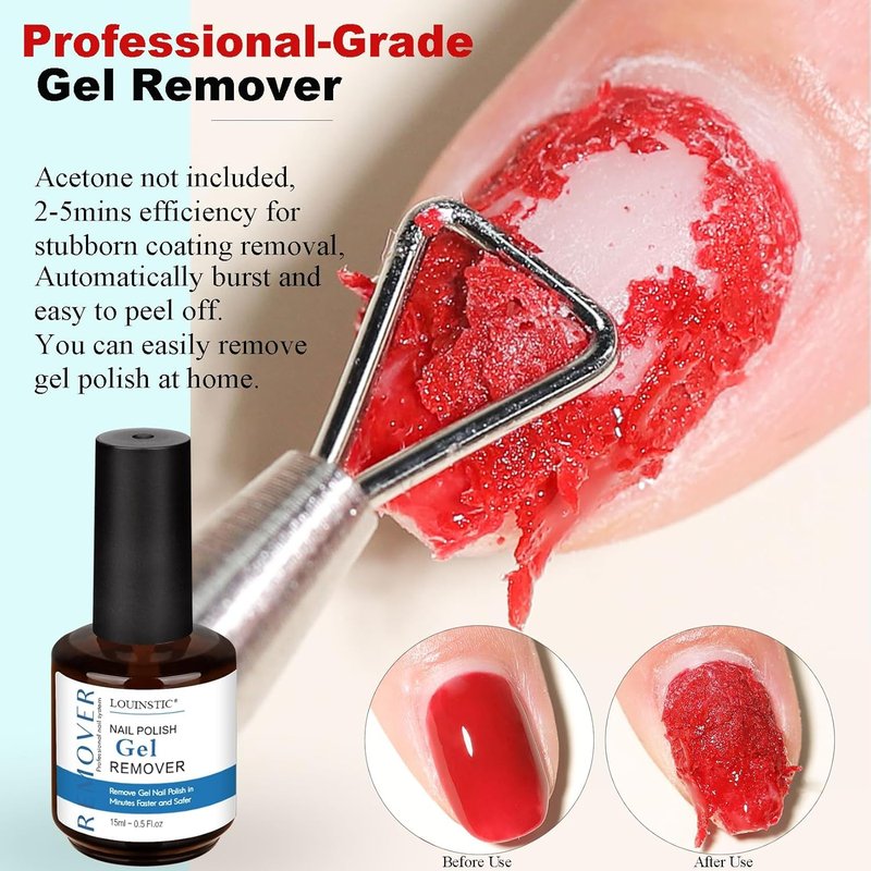 LOUINSTIC Gel Nail Polish Remover - Low-Irritation Liquid Latex with Manicure Tools | Quick 2-5 Minute Removal