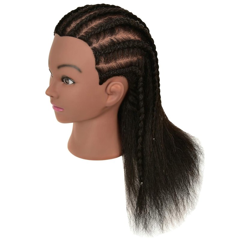 Skiennix 100% Human Hair Mannequin Head - Ideal for Hairdresser Practice & Braiding | Includes Stand
