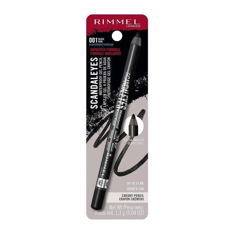 Rimmel London Waterproof Gel Pencil Eyeliner - Long-Wearing, Ultra-Smooth, Smudge-Proof | Black 0.04oz