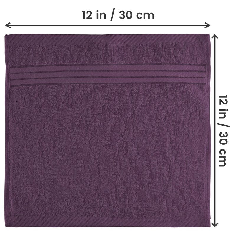 Utopia Towels 12 Pack Premium Wash Cloths Set, 12 by 12 Inches, 100% Cotton Ring Spun, Highly Absorbent and Soft Feel Washcloths for Bathroom, Spa, Gym, and Face, Plum